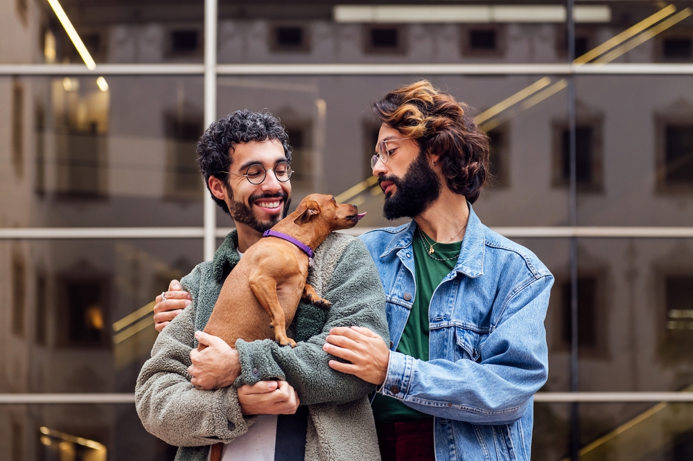 gay lovers with dog